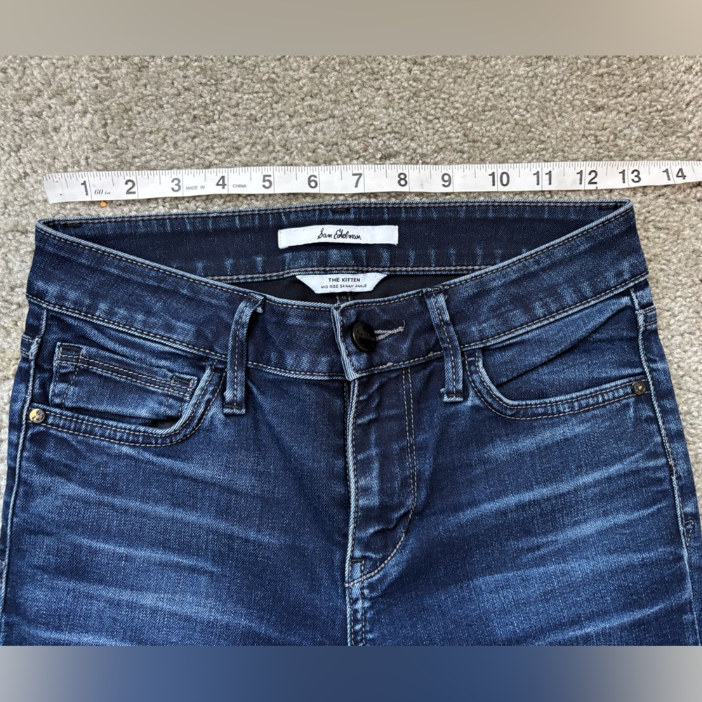 Sam Edelman Kitten Mid Rise Skinny Ankle Jeans Size 24 Dark Wash - Picture 6 of 9
